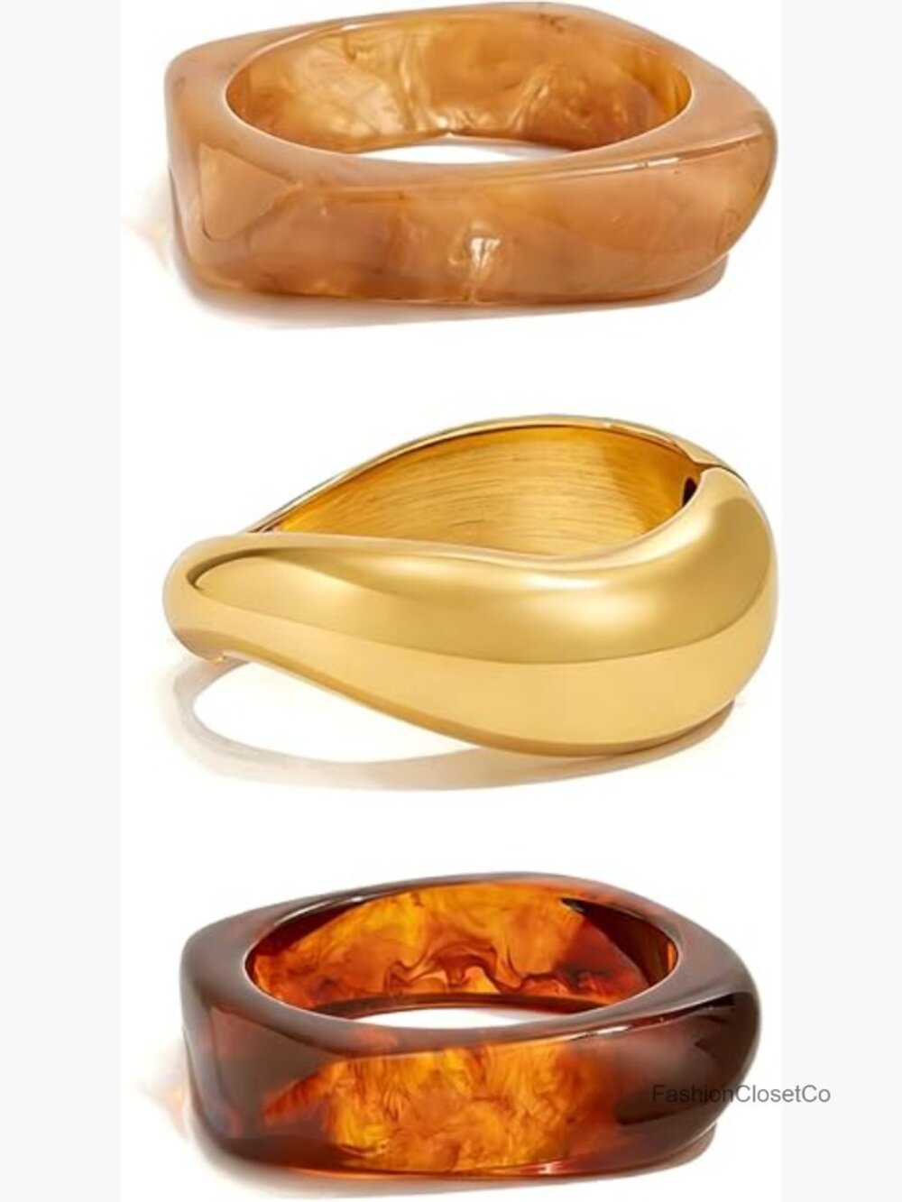 Chunky Acrylic Bangles Bracelet Gold Wide Cuff Minimalist Statement Resin